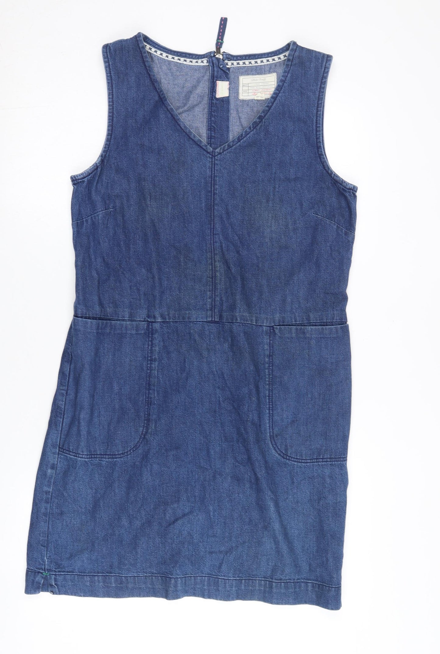 White Stuff Women's Blue Denim Shift Dress Size 10