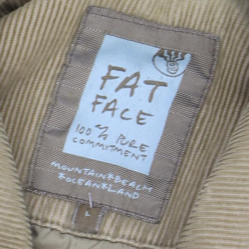 Fat Face Men's Beige Corduroy Pea Coat L Collared