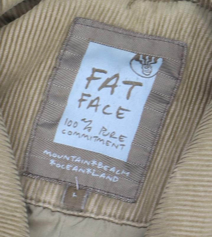 Fat Face Men's Beige Corduroy Pea Coat L Collared