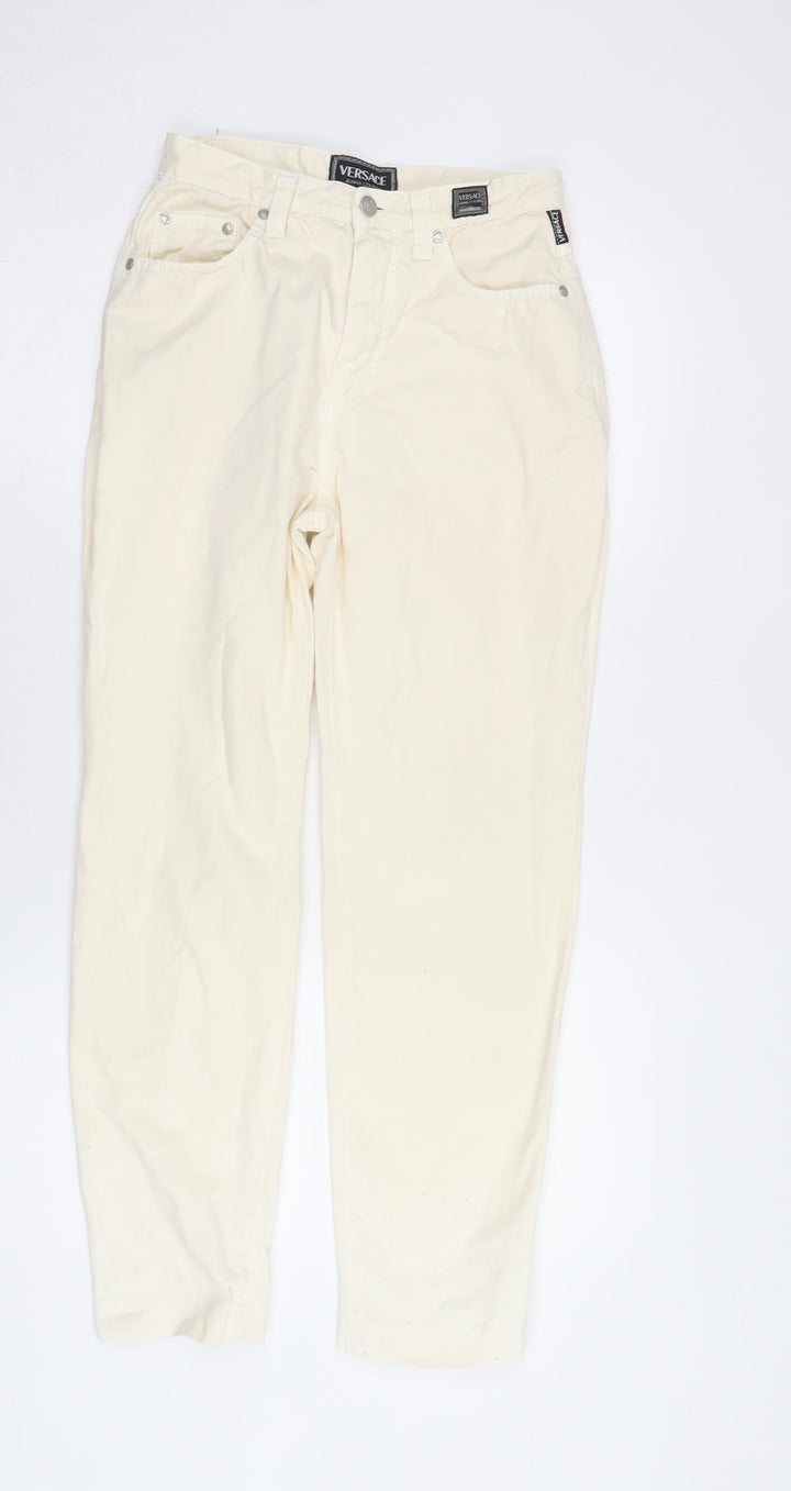 Versace Women's Ivory Straight Jeans, Size 13