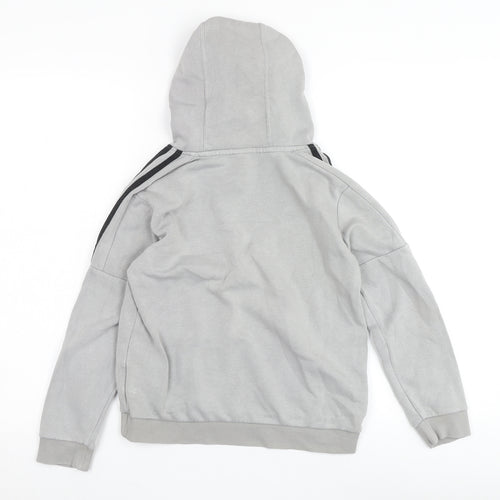 Adidas Boys Grey Pullover Hoodie - M, Casual Style