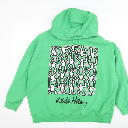 XL Green Keith Haring Art Graphic Hoodie, Unisex, Pullover