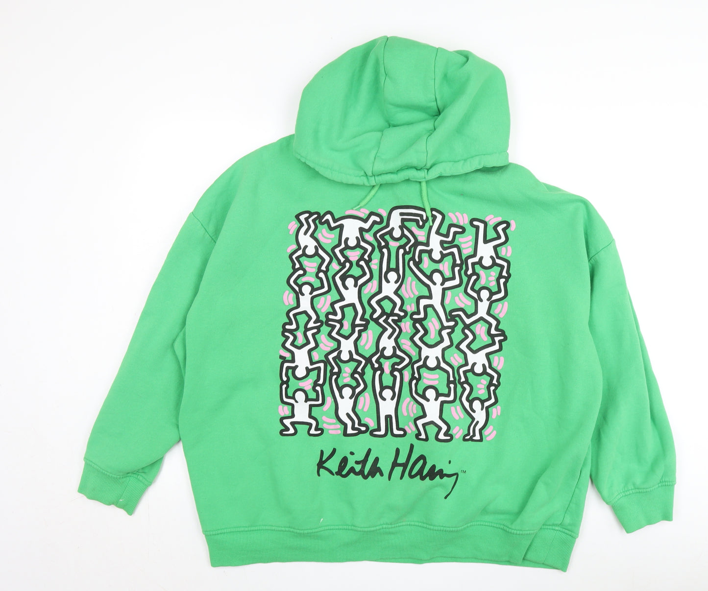 XL Green Keith Haring Art Graphic Hoodie, Unisex, Pullover