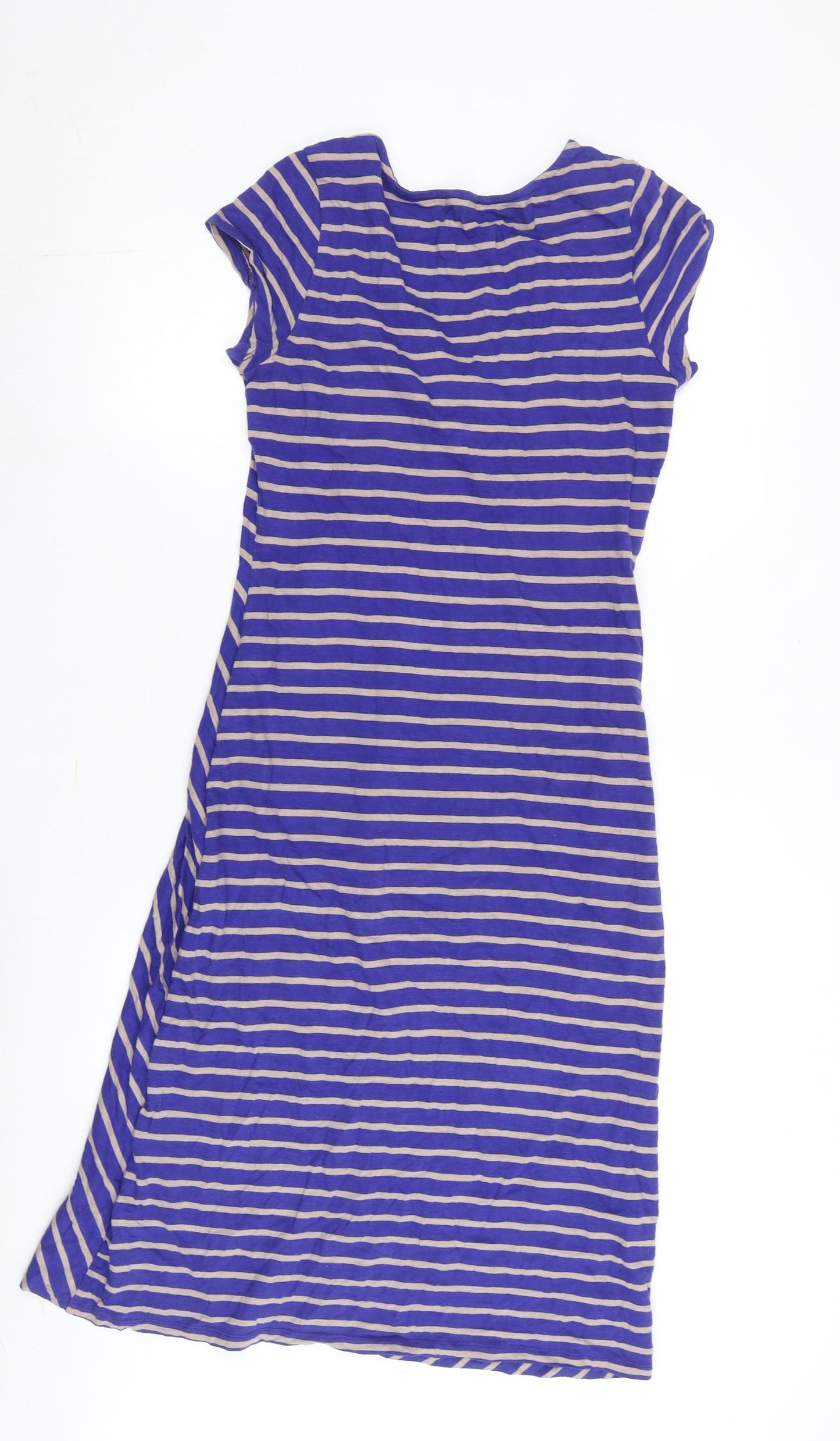 White Stuff Women's Blue Striped V-Neck Knee Length A-Line Dress