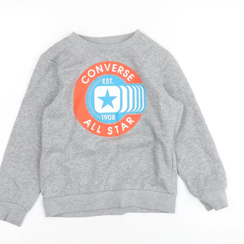 Converse Grey Kids' Sweatshirt, 7-8 Years, Graphic Print, Casual