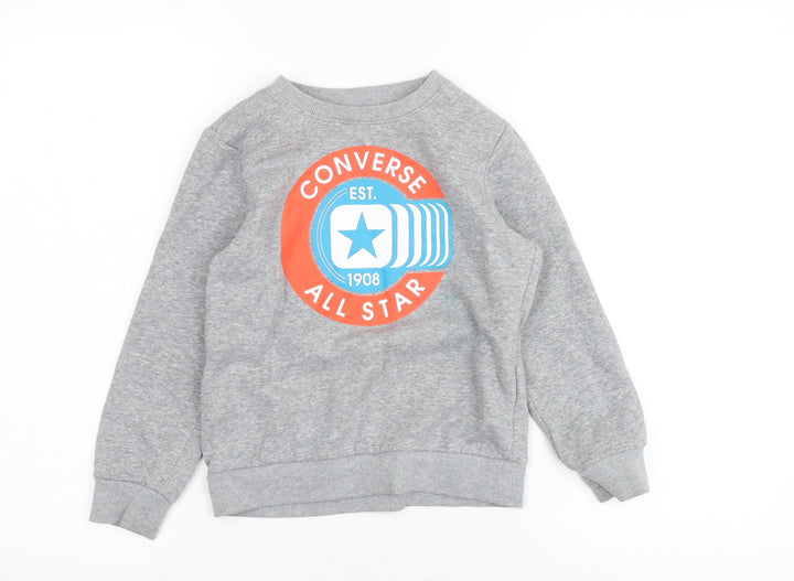 Converse Grey Kids' Sweatshirt, 7-8 Years, Graphic Print, Casual