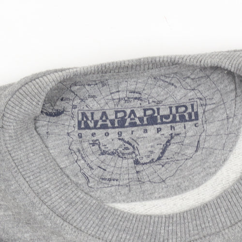 Napapijri Men's Grey Pullover Sweatshirt M Logo