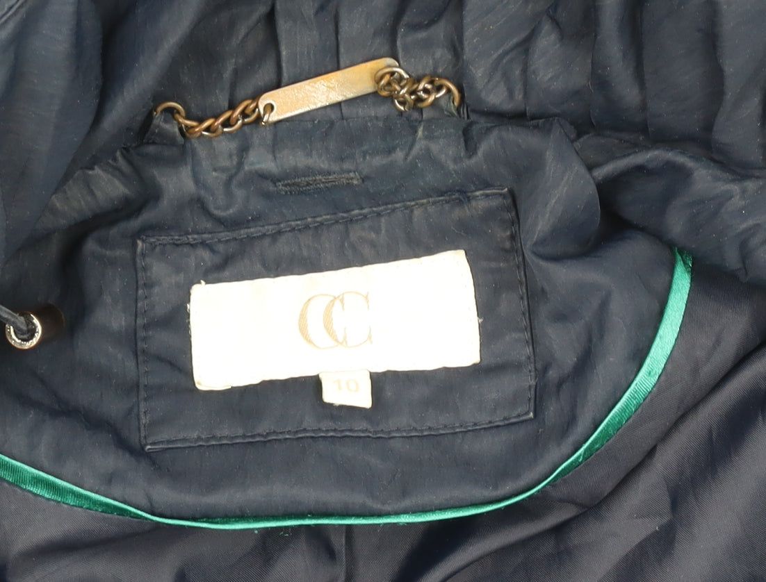 CC Women's Blue Parka Jacket - Size 10