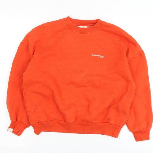 Pull&Bear Unisex Orange XS Crew Neck Sweatshirt