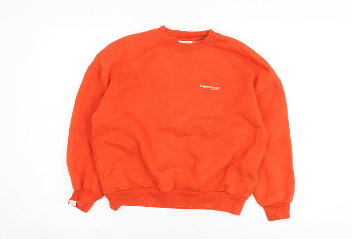 Pull&Bear Unisex Orange XS Crew Neck Sweatshirt
