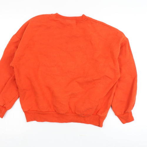 Pull&Bear Unisex Orange XS Crew Neck Sweatshirt