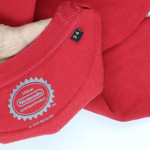 Nintendo Boys Red Christmas Pullover Sweatshirt 3-4 Years