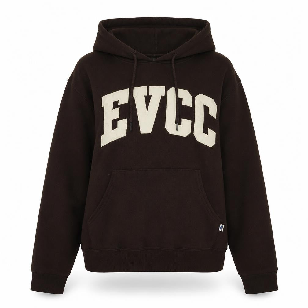 Front view of Russell Athletic Brown XS unisex hoodie