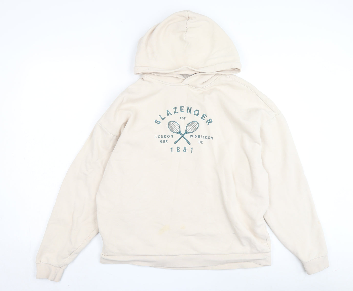 Slazenger Beige Pullover Hoodie, Size 14, Unisex, Graphic Print