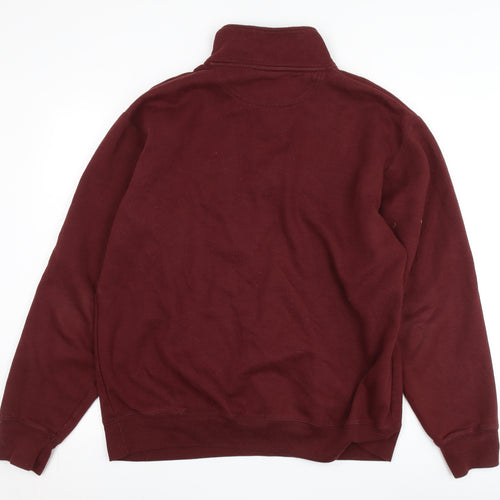 Champion Men's Red Quarter Zip Sweatshirt L