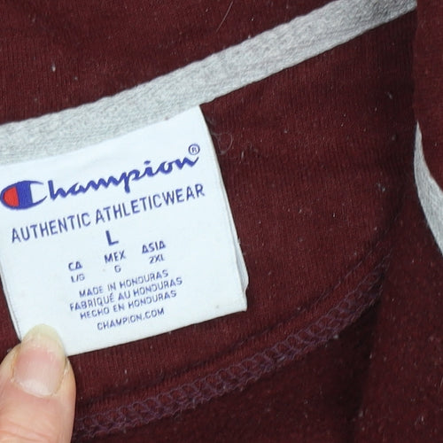 Champion Men's Red Quarter Zip Sweatshirt L