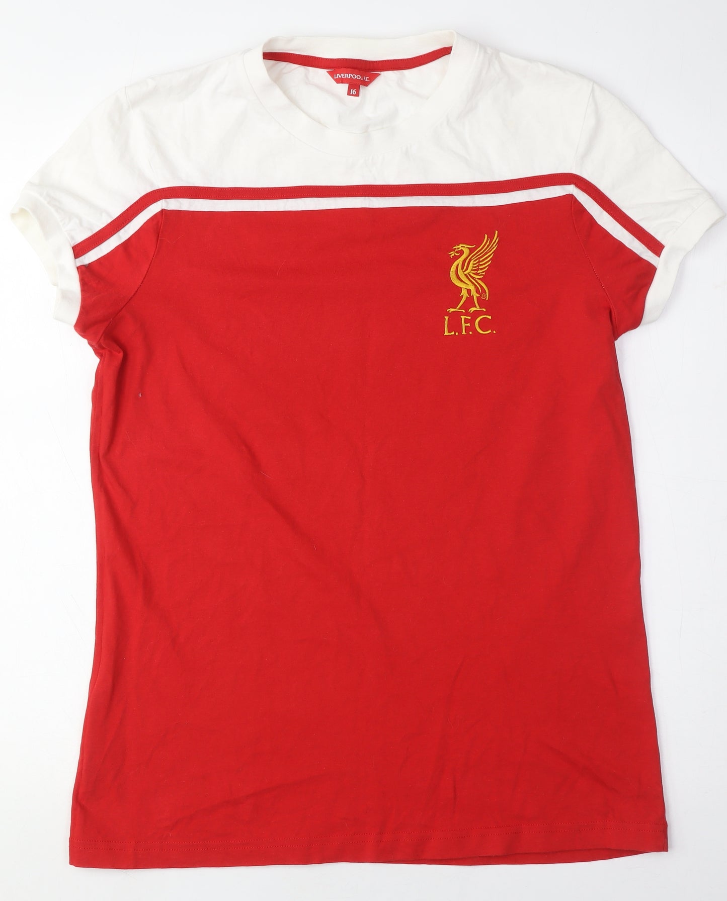 Liverpool F.C. Women's Red Ringer T-Shirt, Size 16