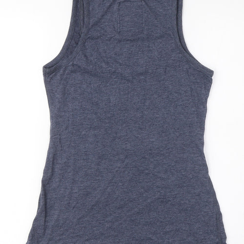 Superdry Women's Blue Cotton Tank, Size 2XS, Casual Slim Fit