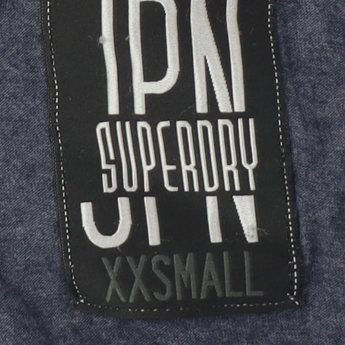 Superdry Women's Blue Cotton Tank, Size 2XS, Casual Slim Fit