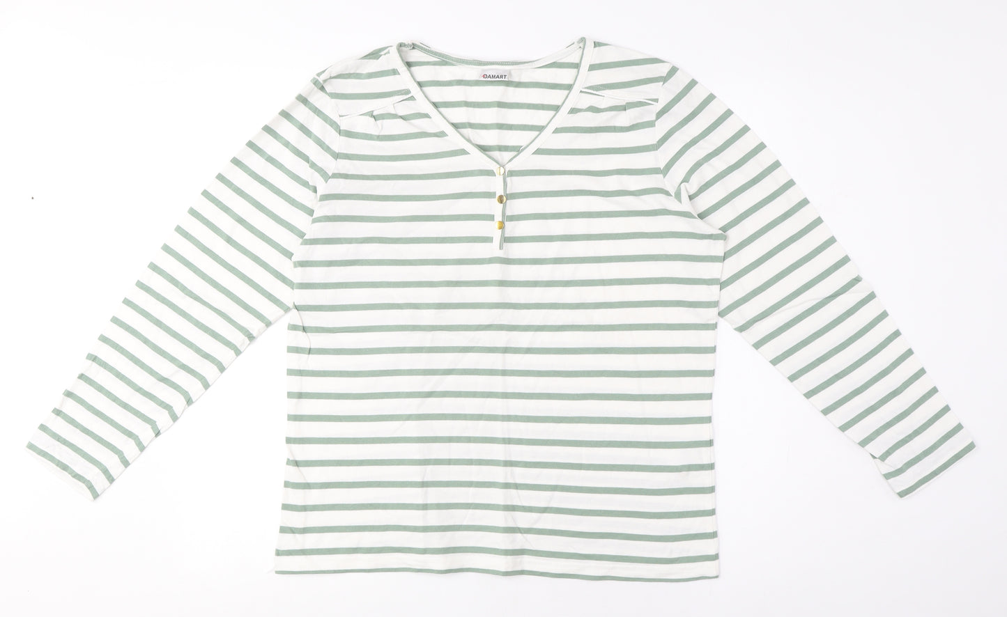 Damart Women's Green Striped T-Shirt M Casual