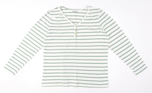 Damart Women's Green Striped T-Shirt M Casual