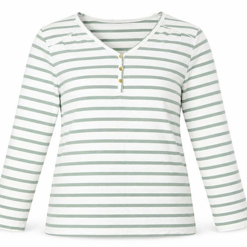 Damart Women's Green Striped T-Shirt M Casual