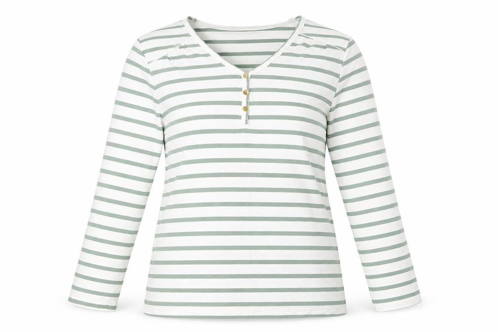 Damart Women's Green Striped T-Shirt M Casual