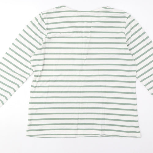 Damart Women's Green Striped T-Shirt M Casual