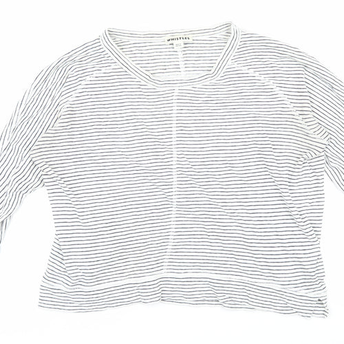 Whistles Women's White Striped 3/4 Sleeve T-Shirt