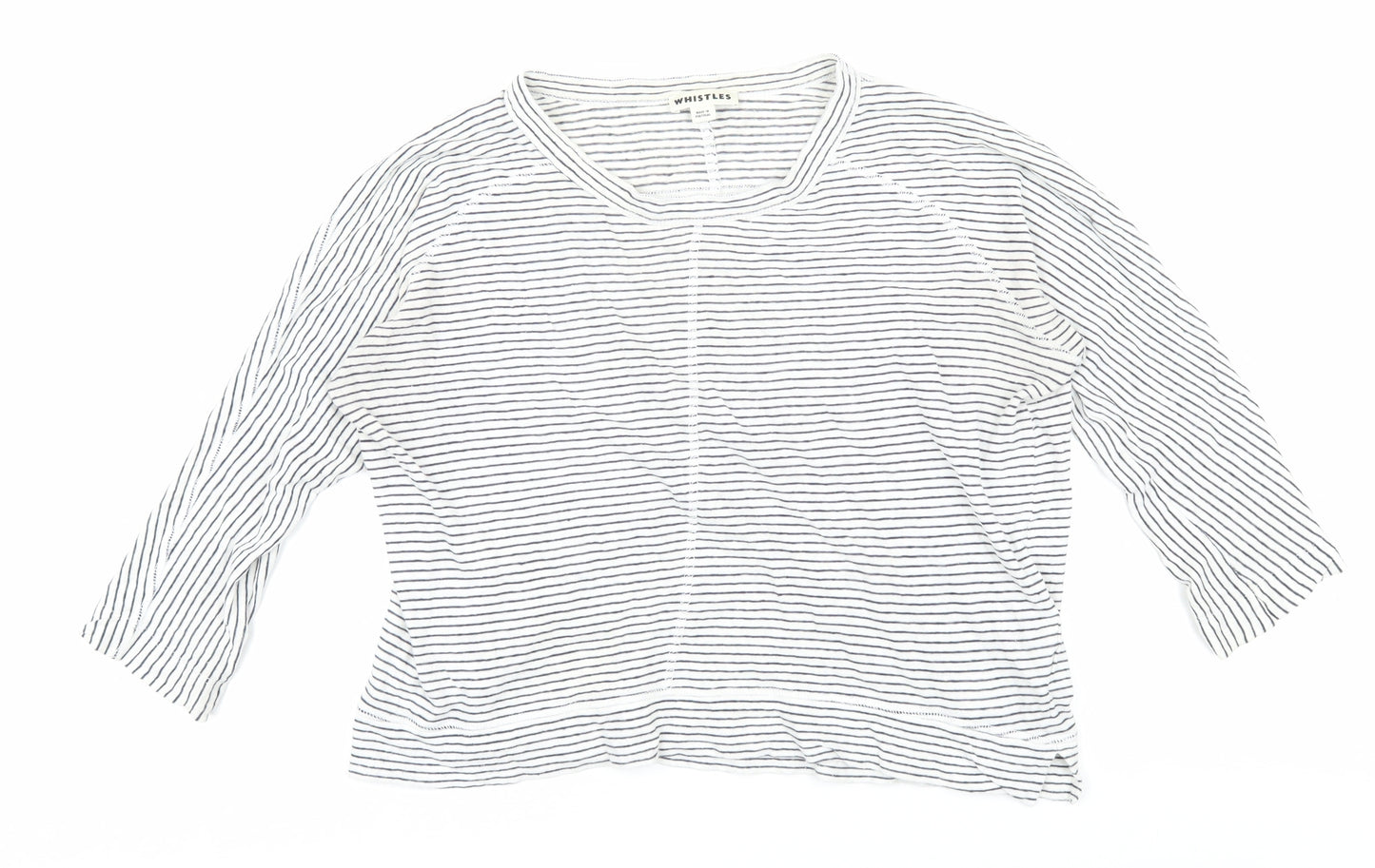 Whistles Women's White Striped 3/4 Sleeve T-Shirt