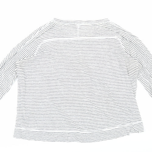 Whistles Women's White Striped 3/4 Sleeve T-Shirt