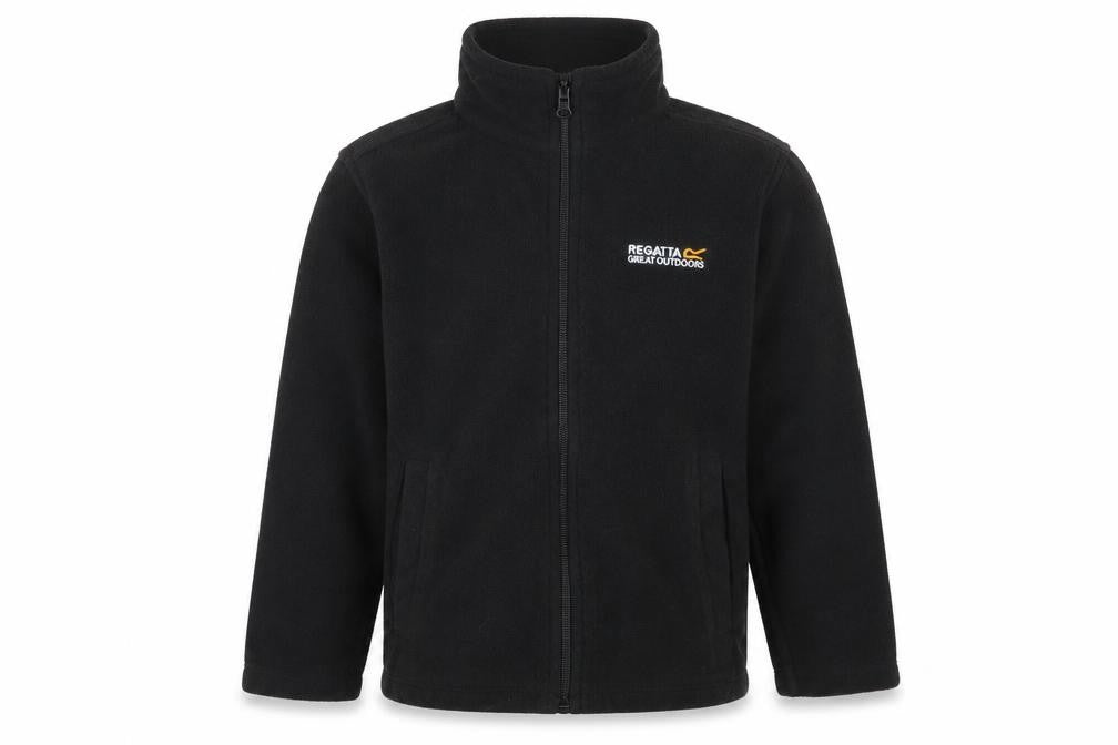 Front view of Regatta boys’ black fleece full zip sweatshirt 7-8 years