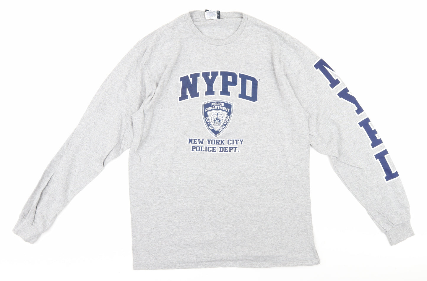 NYPD Men's Grey Long Sleeve T-Shirt, Size L