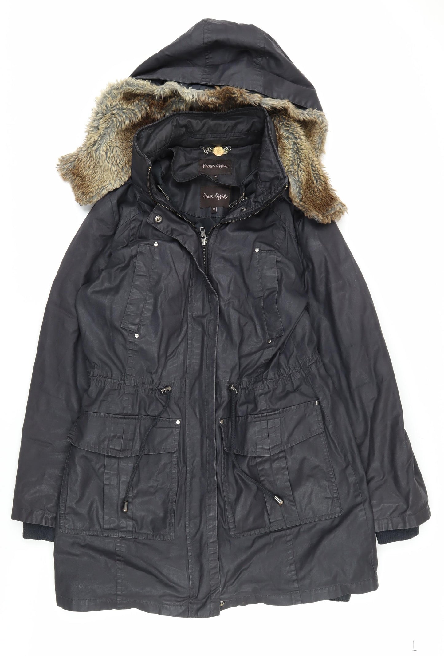 Phase Eight Women's Black Parka Coat Size 10