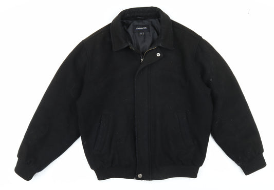 London Fog Men's Black Wool Bomber Jacket