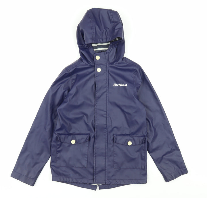 Peter Storm Girls Blue Waterproof Hooded Rain Coat 9-10 Years