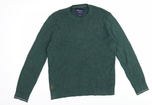 Joules Men's Green Medium Pullover Jumper, Logo Accent