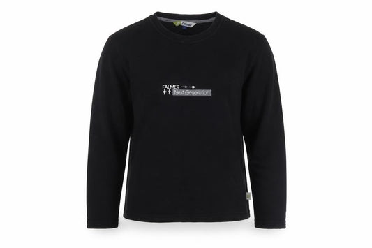 Front view of Falmer Heritage Black unisex s logo pullover sweatshirt casual