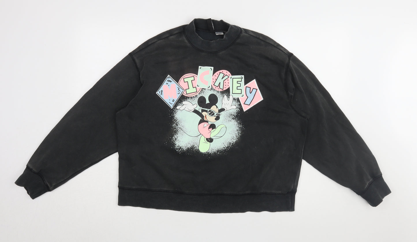 H&M Women's Black Mickey Graphic Pullover Sweatshirt S