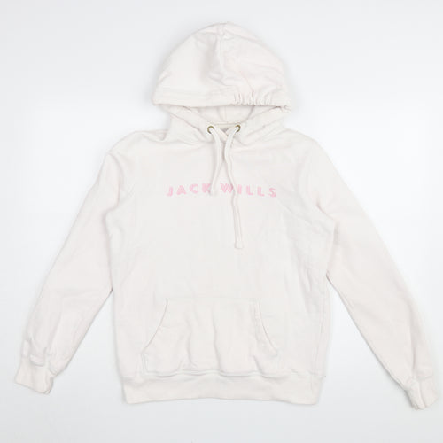 Jack Wills Women's Ivory Hoodie, Size 10, Logo Accents