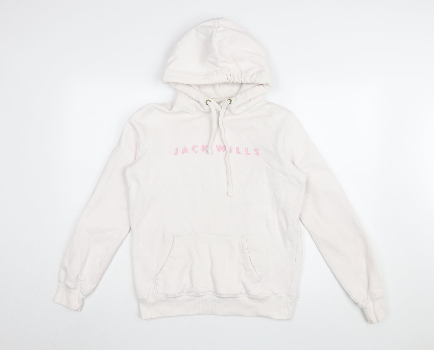 Jack Wills Women's Ivory Hoodie, Size 10, Logo Accents