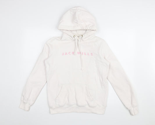 Jack Wills Women's Ivory Hoodie, Size 10, Logo Accents