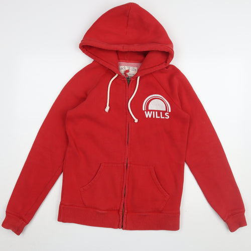 Jack Wills Women Red Full Zip Hoodie Size 10