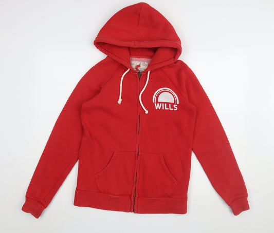 Jack Wills Women Red Full Zip Hoodie Size 10