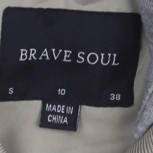 Brave Soul Women's Beige Hooded Bomber Jacket S