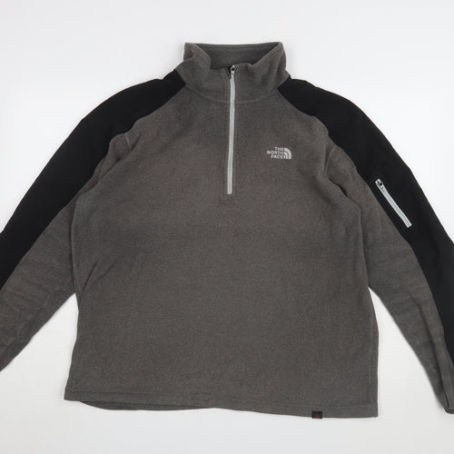 The North Face Men's Grey 1/4 Zip Fleece Sweatshirt L