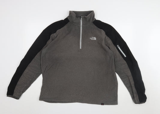 The North Face Men's Grey 1/4 Zip Fleece Sweatshirt L