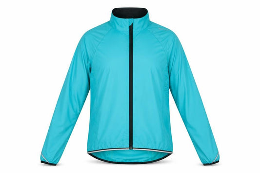 Front view of Decathlon Women's Blue Cycling Windbreaker Jacket, size 8