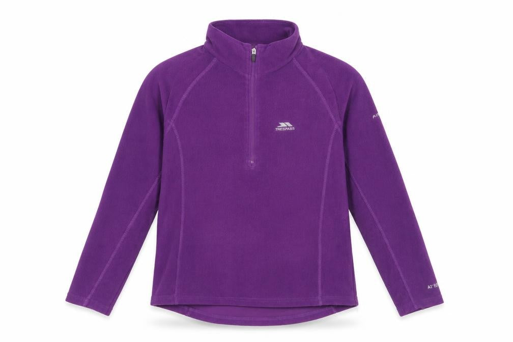 Front view of Trespass Women's Purple Fleece 1/4 Zip Pullover Medium