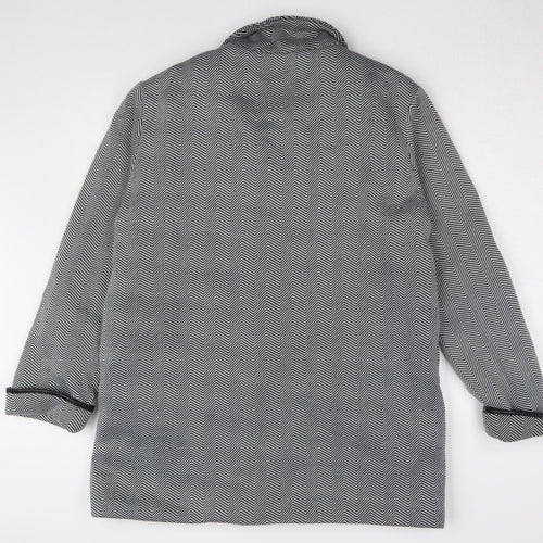 Anne de Lancay Women's Black Long Coat Size 18 Herringbone Button